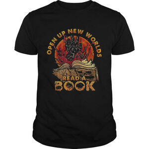 Open Up New Worlds Read A Book Shirt